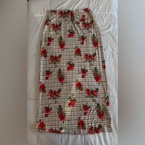 Floral Red and White Women's Skirt